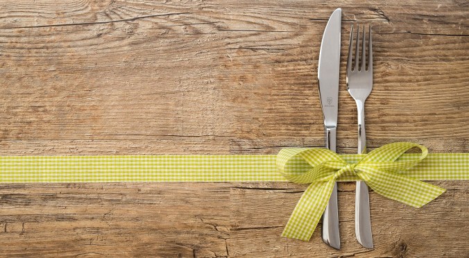 KNIFE AND FORK ON TABLE