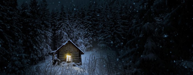 cabin in snow